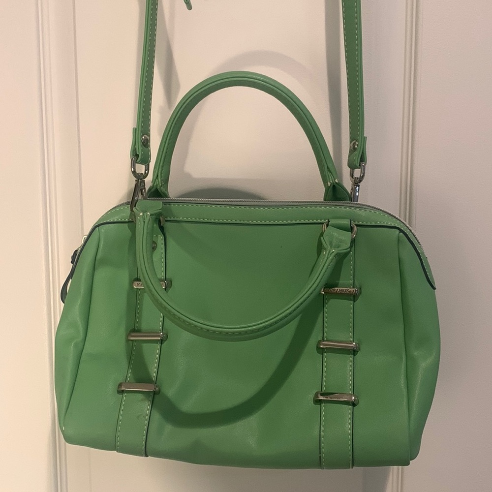 Light green mint green crossbody medium sized satchel bag vintage